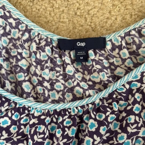 GAP Blue and White Tie Front Camisole Sleeveless Top Medium - Picture 3 of 5